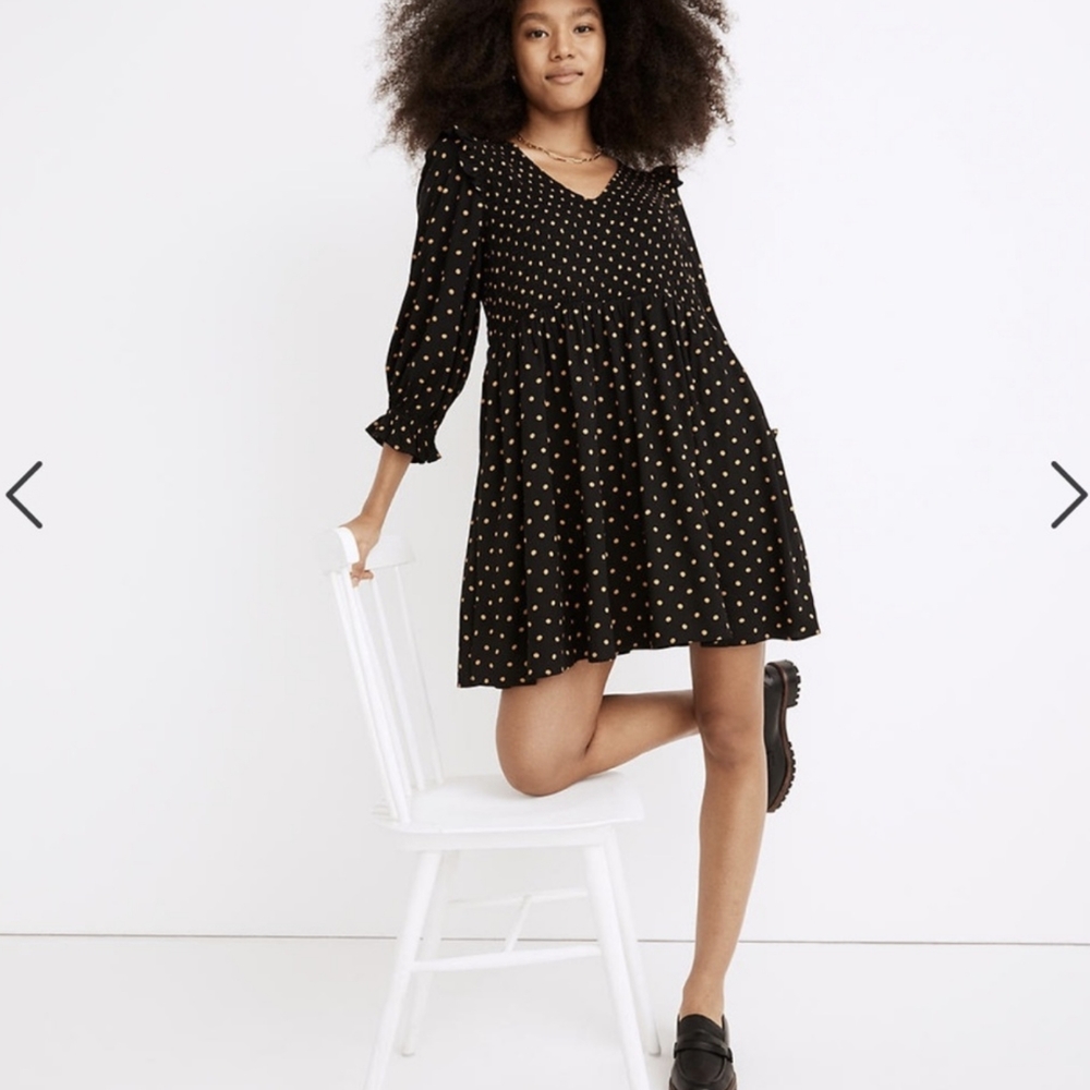 MADEWELL Lucie V-neck Smocked Mini Dress size Small